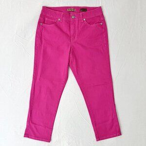 Nine West Vintage America “Vintage Boho Cuff” Cropped Jeans Fuchsia, Size 10